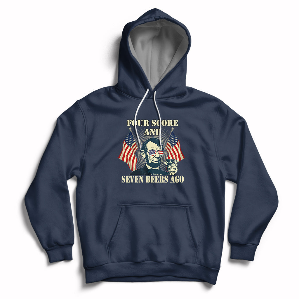 Drinking Like Lincoln 4th of July Abraham American Flag Hoodie - Wonder Print Shop