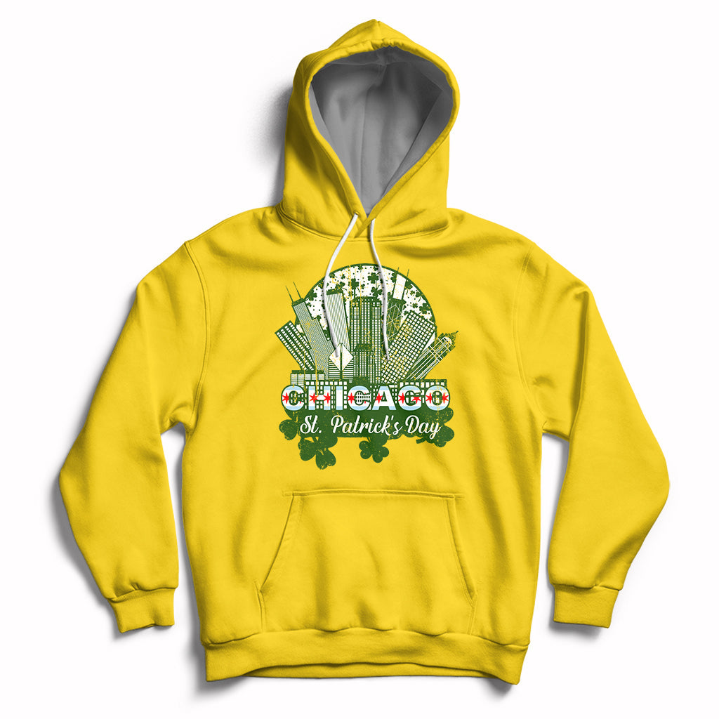 Chicago St Patrick's Day Chicago Flag Shamrock Irish Pride Celebrate Hoodie - Wonder Print Shop