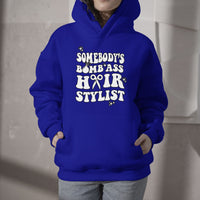 Somebody's Bomb Ass Hairstylist Groovy Funny Fine Ass Career Hoodie - Wonder Print Shop