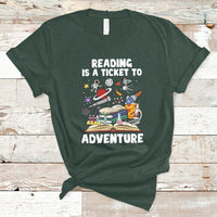 Reading Is A Ticket To Adventure Student Teacher Reading Book Lover T Shirt - Wonder Print Shop