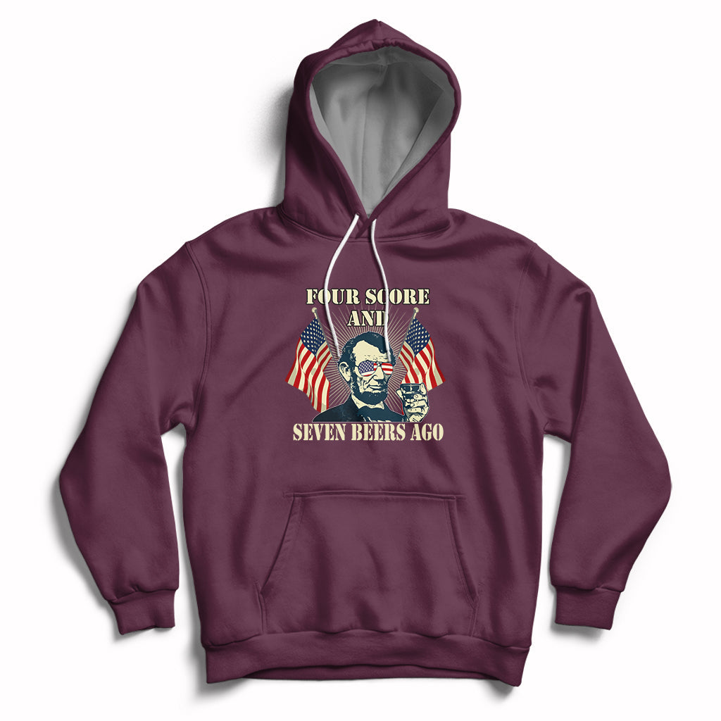 Drinking Like Lincoln 4th of July Abraham American Flag Hoodie - Wonder Print Shop