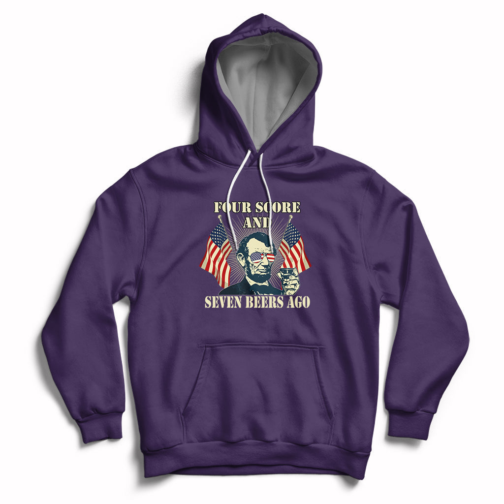 Drinking Like Lincoln 4th of July Abraham American Flag Hoodie - Wonder Print Shop
