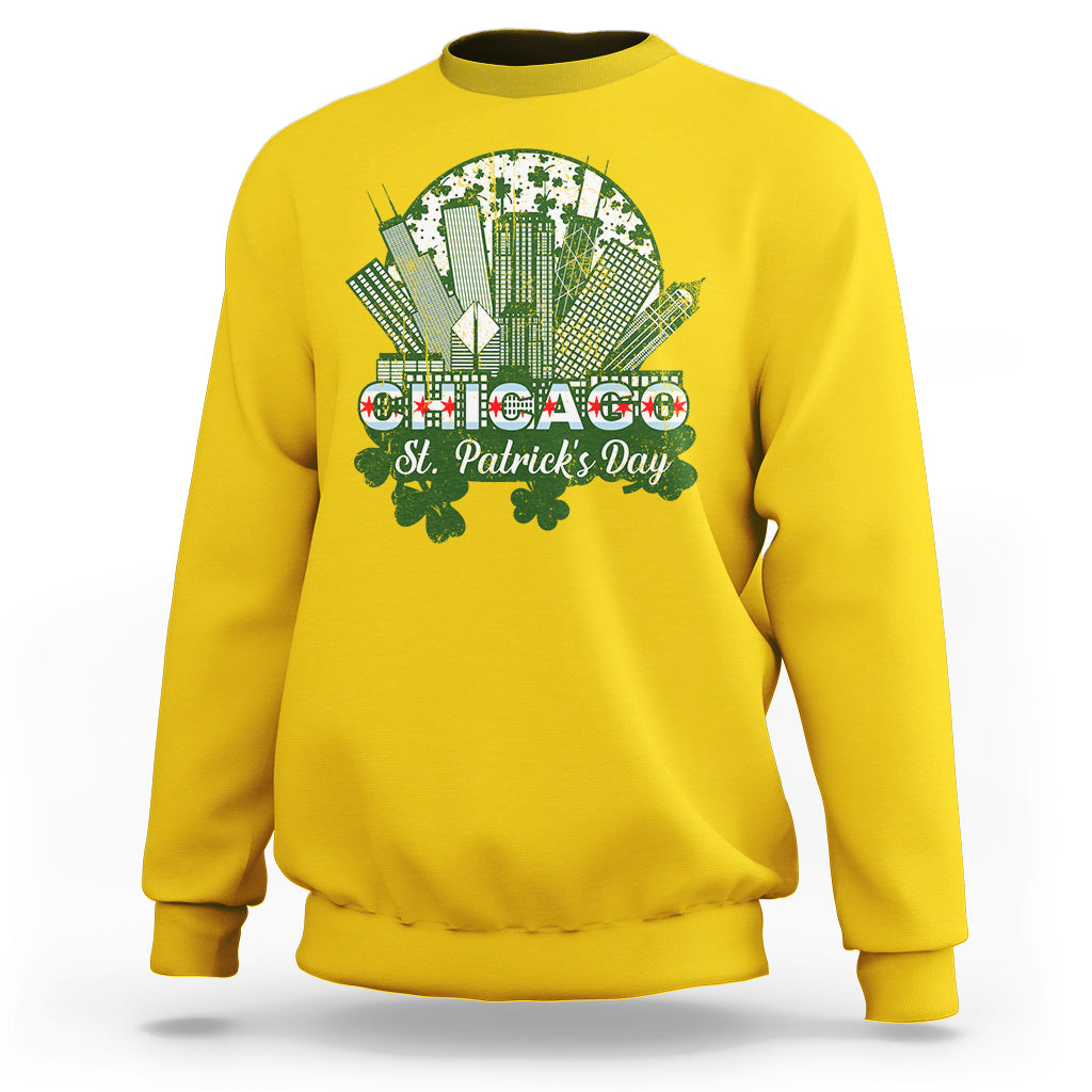 Chicago St Patrick's Day Chicago Flag Shamrock Irish Pride Celebrate Sweatshirt - Wonder Print Shop