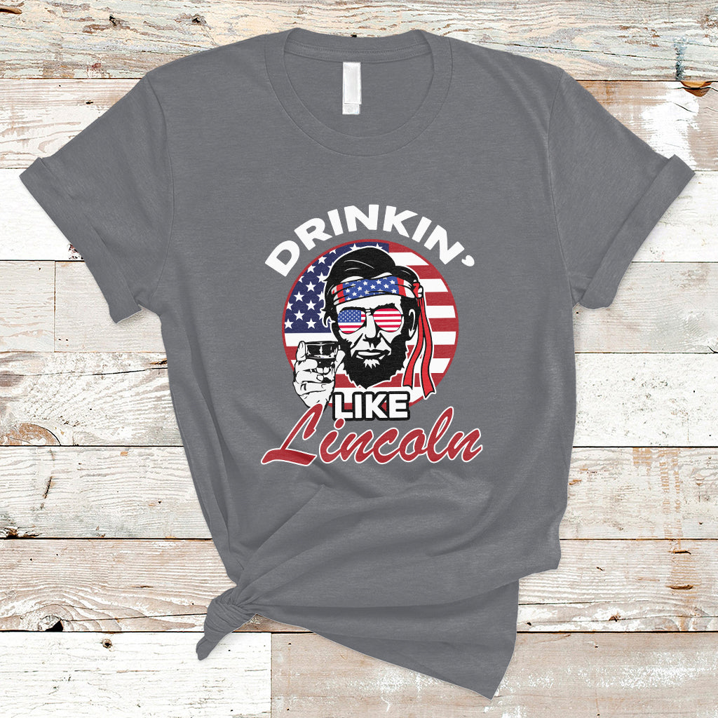 Drinking Like Lincoln 4th of July Men Abraham American Flag T-Shirt - Wonder Print Shop