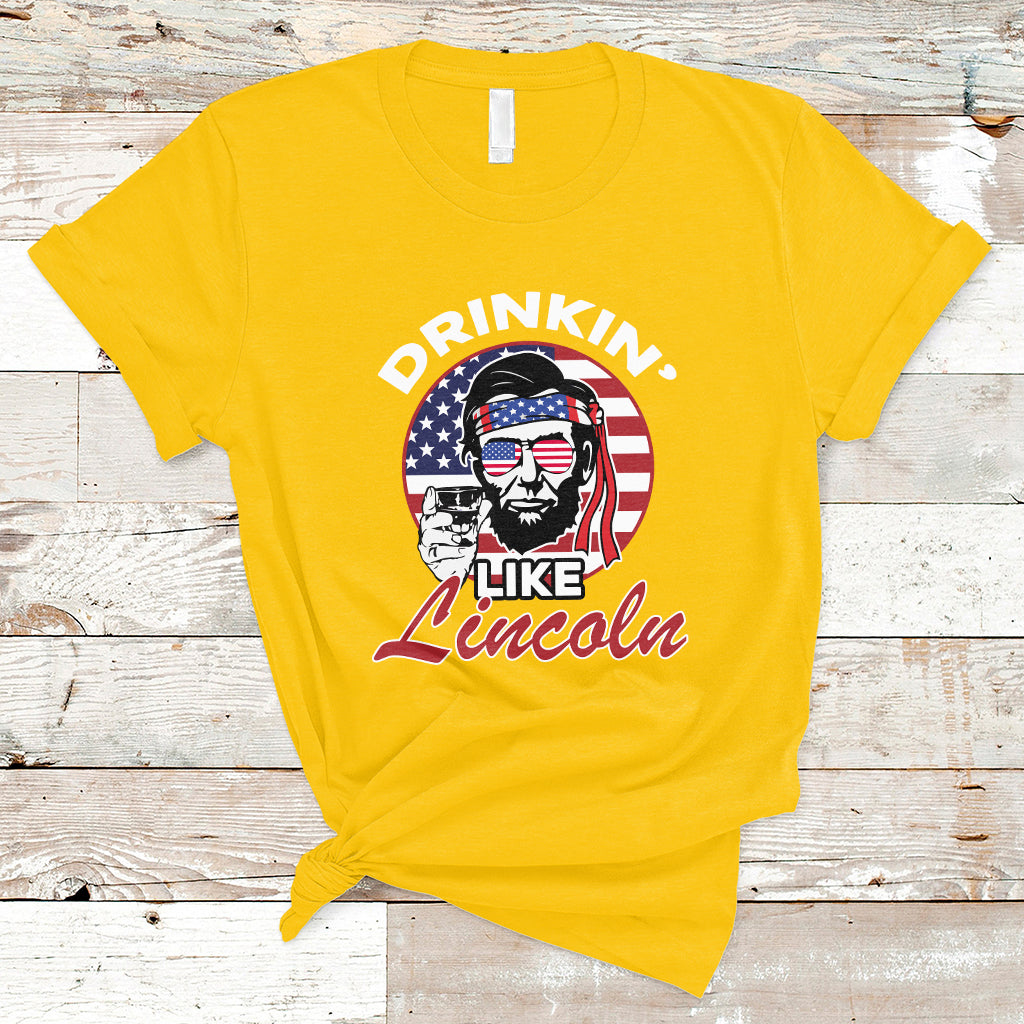 Drinking Like Lincoln 4th of July Men Abraham American Flag T-Shirt - Wonder Print Shop