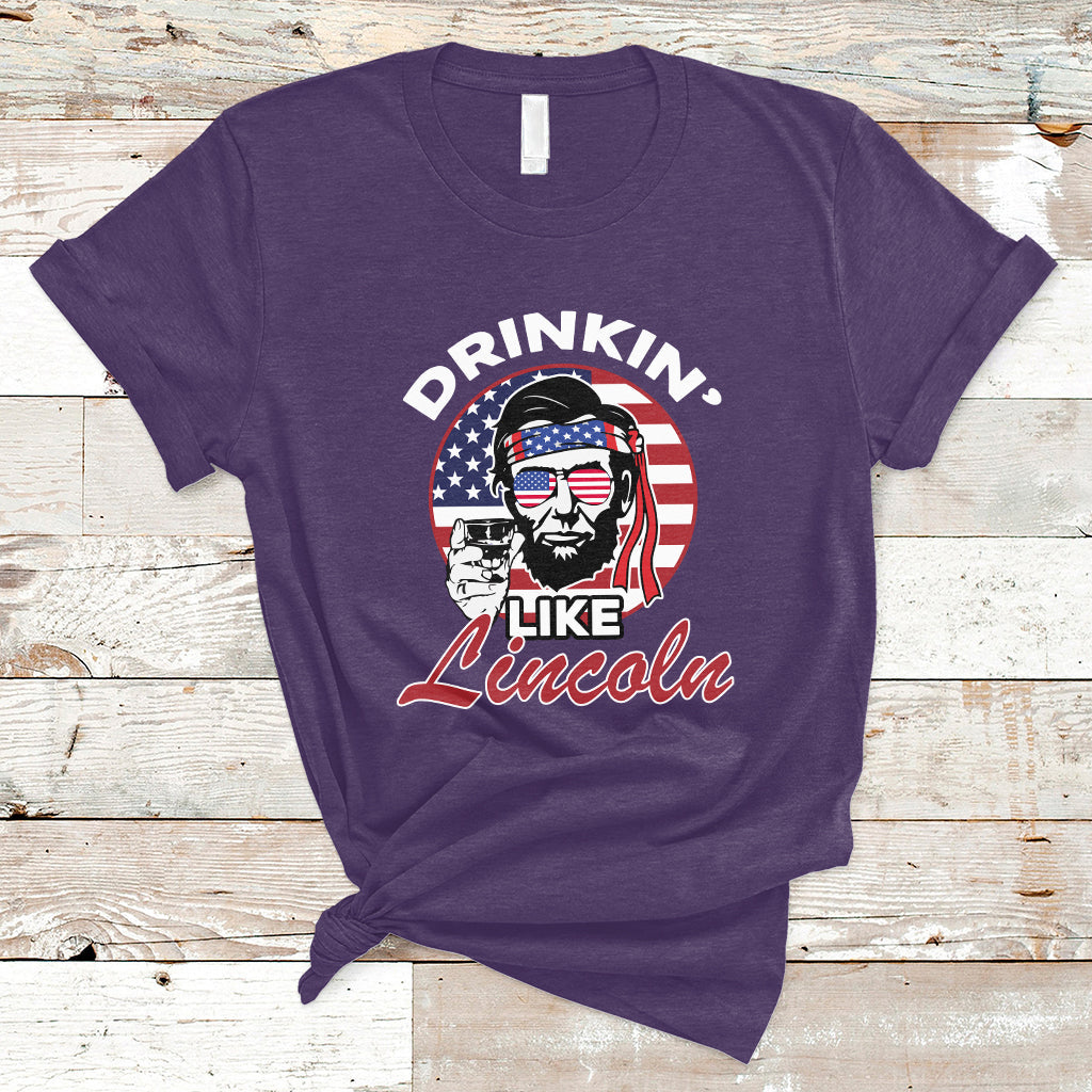 Drinking Like Lincoln 4th of July Men Abraham American Flag T-Shirt - Wonder Print Shop