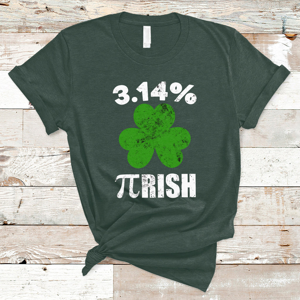 Pi Day St. Patrick's 3.14% Irish Funny Pirish Math Number Pi T Shirt - Wonder Print Shop