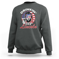 Drinking Like Lincoln 4th of July Men Abraham American Flag Sweatshirt - Wonder Print Shop