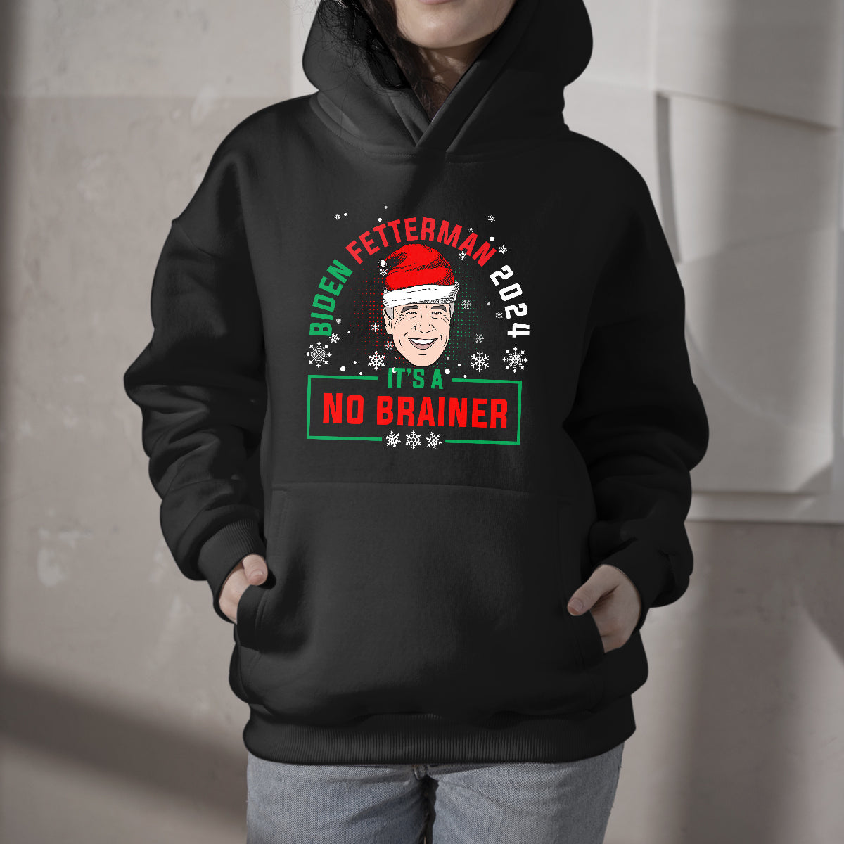 Biden Fetterman 2024 It's a No Brainer Funny Biden Political Hoodie - Wonder Print Shop
