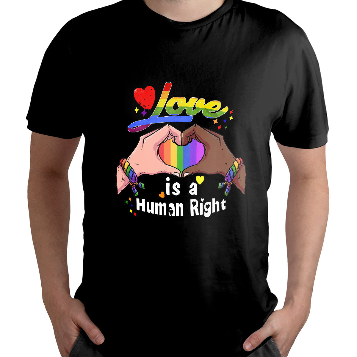 Love is A Human Right LGBTQ Rainbow Heart Gay Pride, LGBT T Shirt - Wonder Print Shop