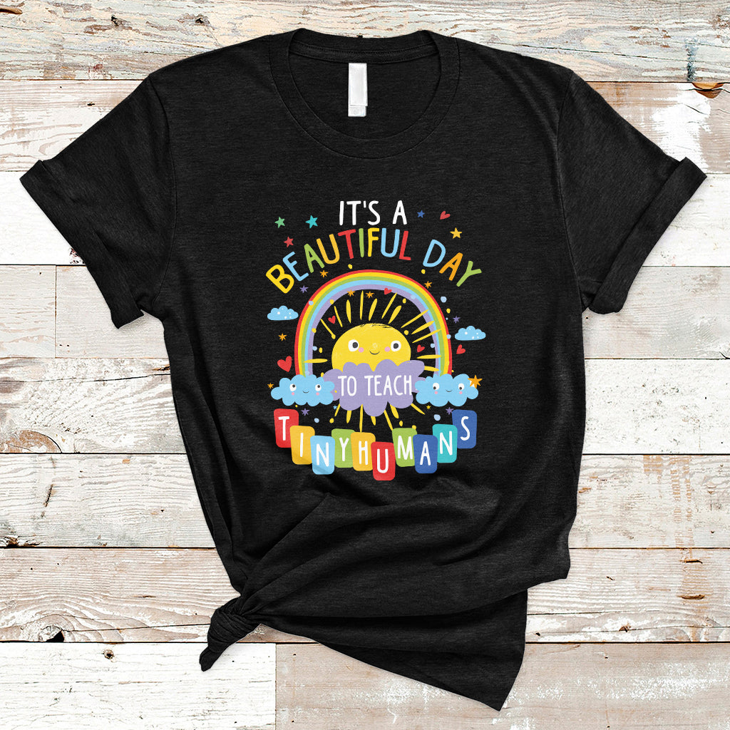 Groovy It's A Good Day To Teach Tiny Humans To Teacher Rainbow T Shirt - Wonder Print Shop