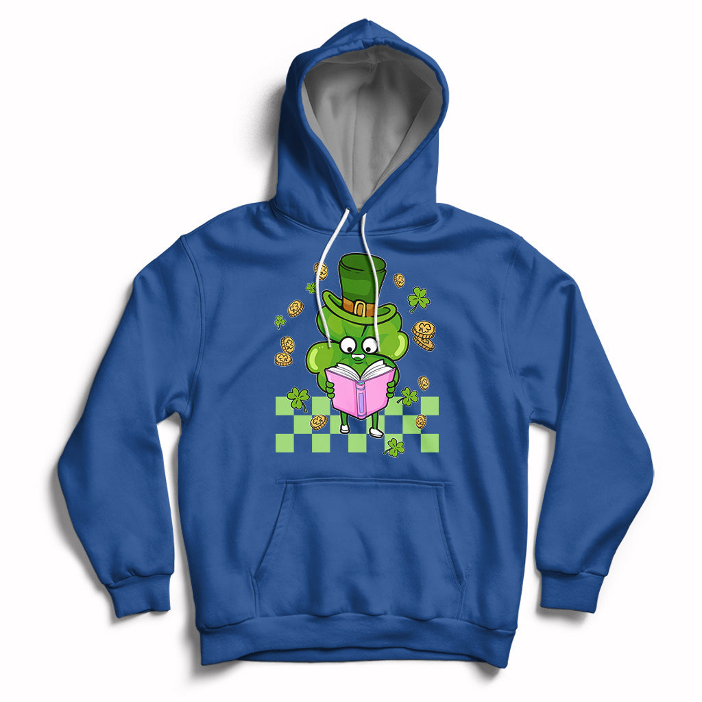 Shamrock Reading Books St Patrick's Day Nerd Clover Reader Hoodie - Wonder Print Shop