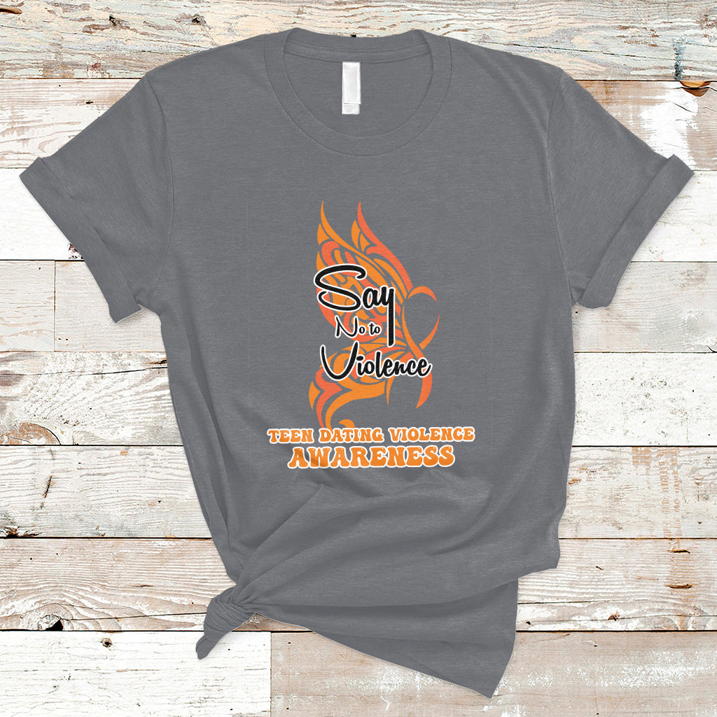 Say No To Violence We Wear Orange Support Squad Fight Abuse T-Shirt - Wonder Print Shop