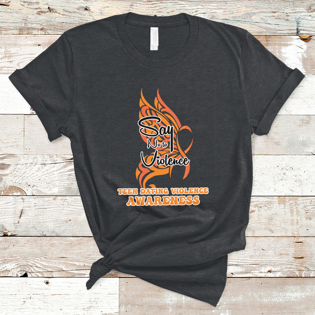 Say No To Violence We Wear Orange Support Squad Fight Abuse T-Shirt - Wonder Print Shop