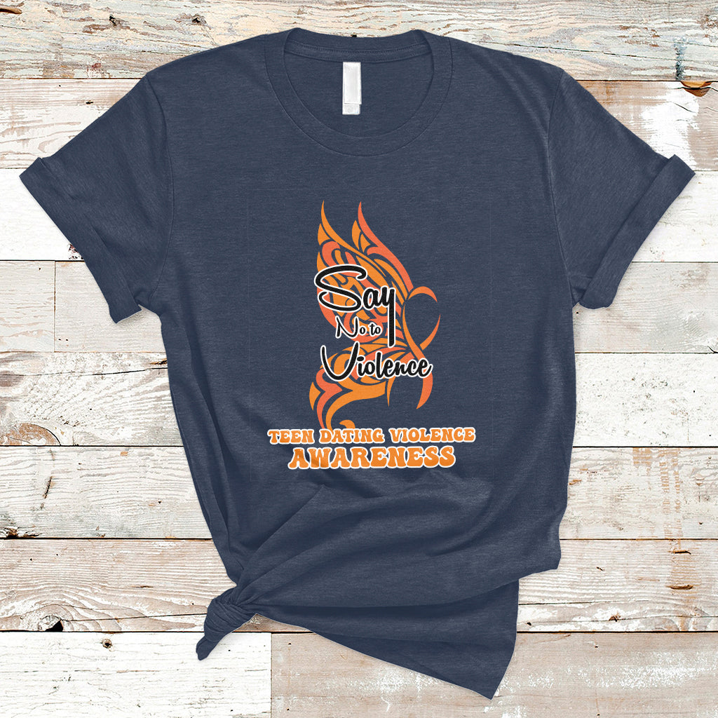 Say No To Violence We Wear Orange Support Squad Fight Abuse T-Shirt - Wonder Print Shop