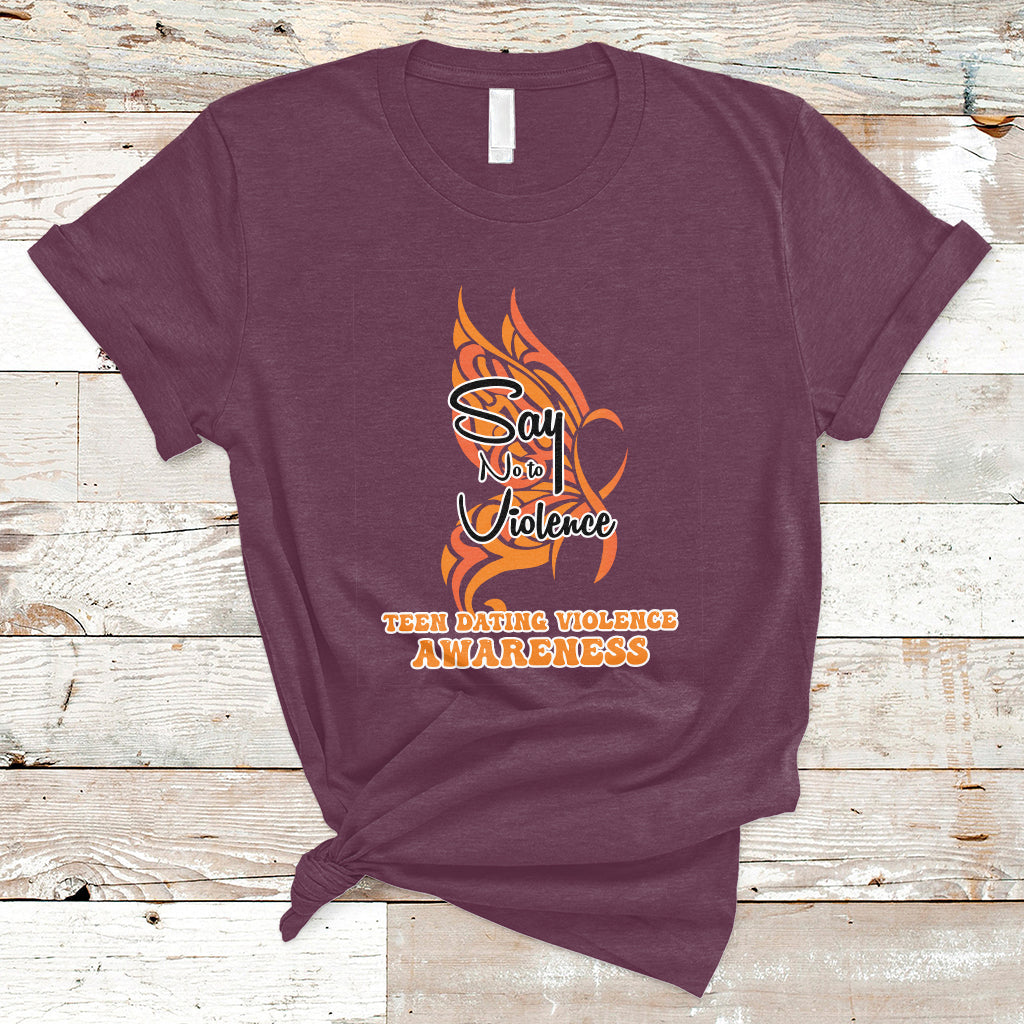 Say No To Violence We Wear Orange Support Squad Fight Abuse T-Shirt - Wonder Print Shop
