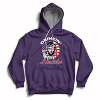 Drinking Like Lincoln 4th of July Men Abraham American Flag Hoodie - Wonder Print Shop