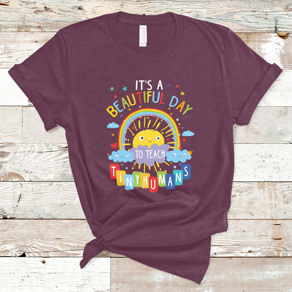 Groovy It's A Good Day To Teach Tiny Humans To Teacher Rainbow T Shirt - Wonder Print Shop