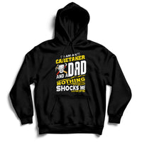 Black hoodie with front graphic text, drawstring hood, and kangaroo pocket.