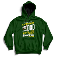 Forest green hoodie with front graphic text, drawstring hood, and kangaroo pocket.