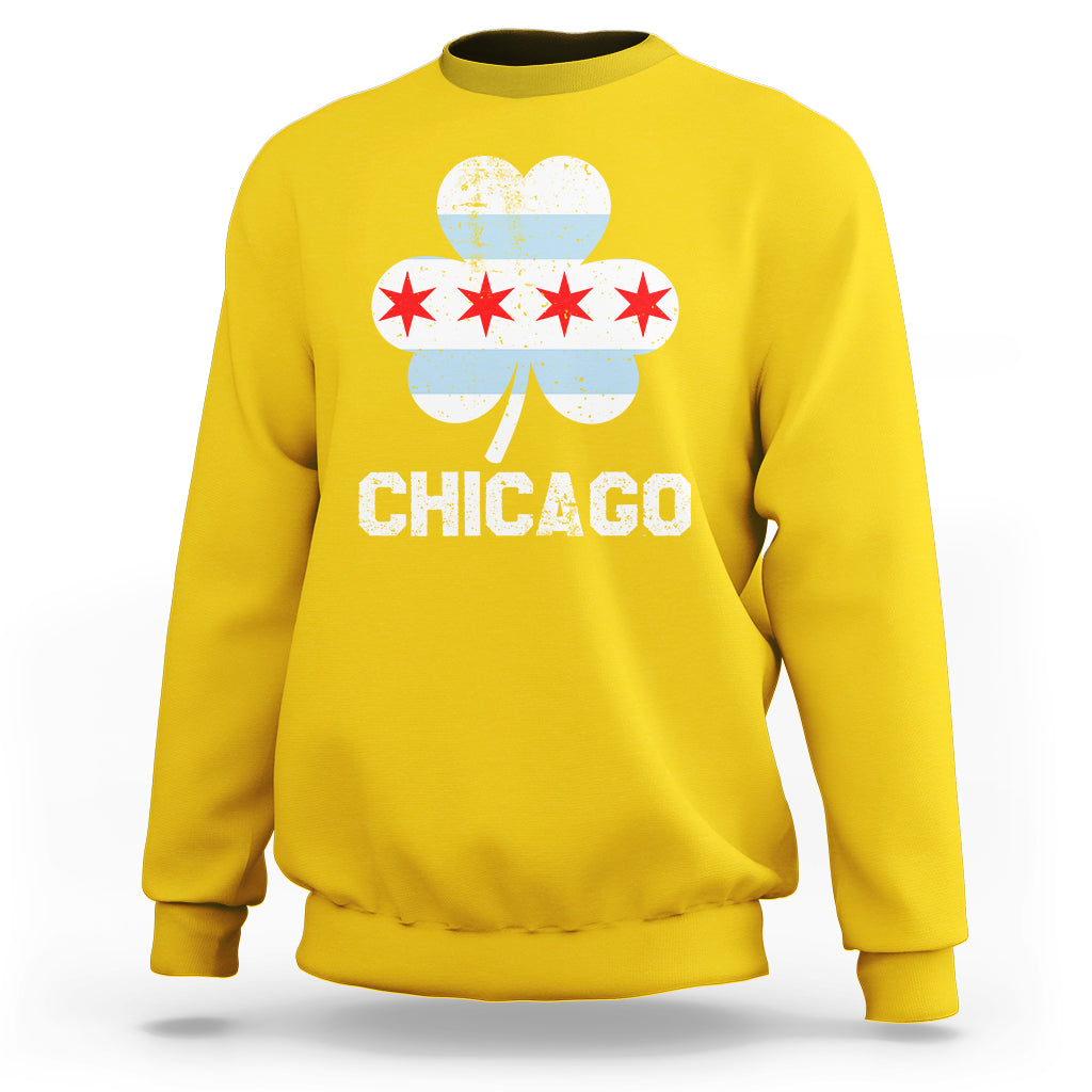 Chicago Flag Shamrock Irish Pride St Patrick's Day Chicago Celebrate Sweatshirt - Wonder Print Shop