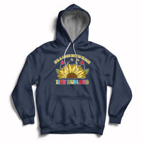 Navy kids sunflower graphic hoodie with front pocket and drawstring hood