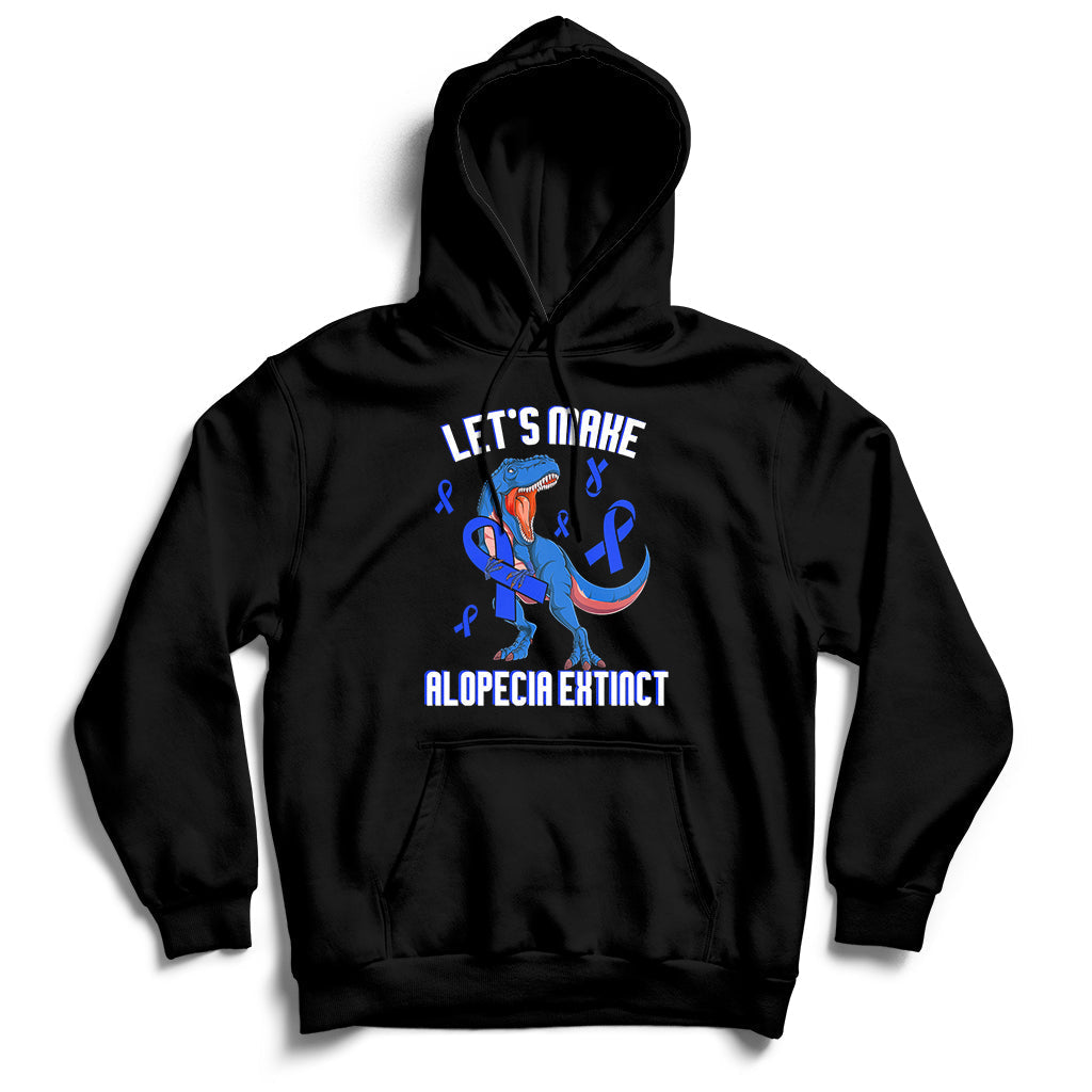 Alopecia Awareness Let's Make Alopecia Extinct Blue Ribbon Hoodie - Wonder Print Shop