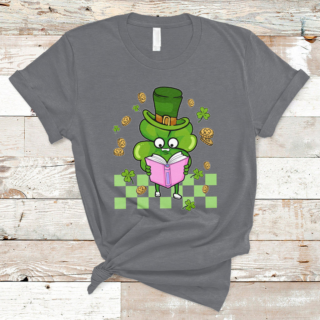 Shamrock Reading Books St Patrick's Day Nerd Clover Reader T Shirt - Wonder Print Shop