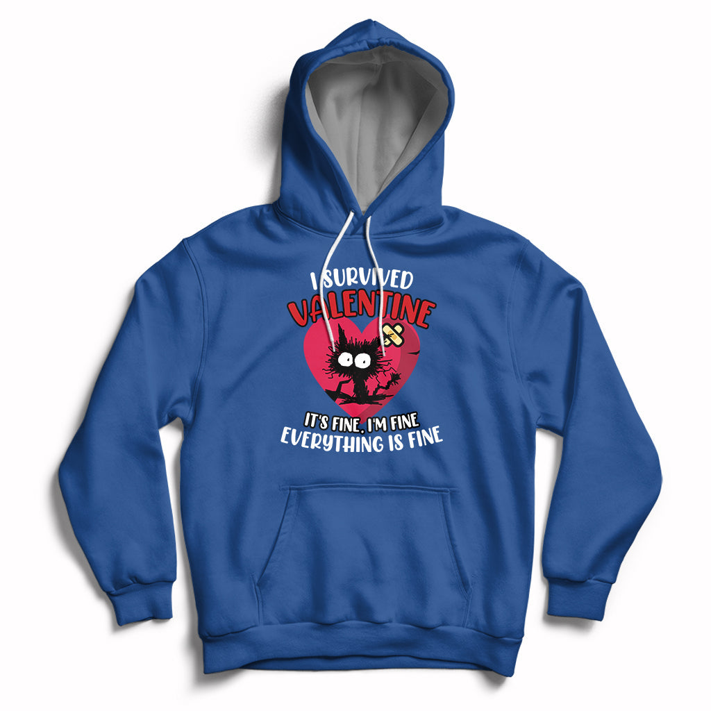 Royal blue pullover hoodie with heart front graphic, kangaroo pocket and white drawstrings
