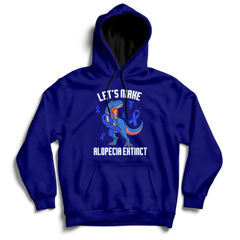 Alopecia Awareness Let's Make Alopecia Extinct Blue Ribbon Hoodie - Wonder Print Shop