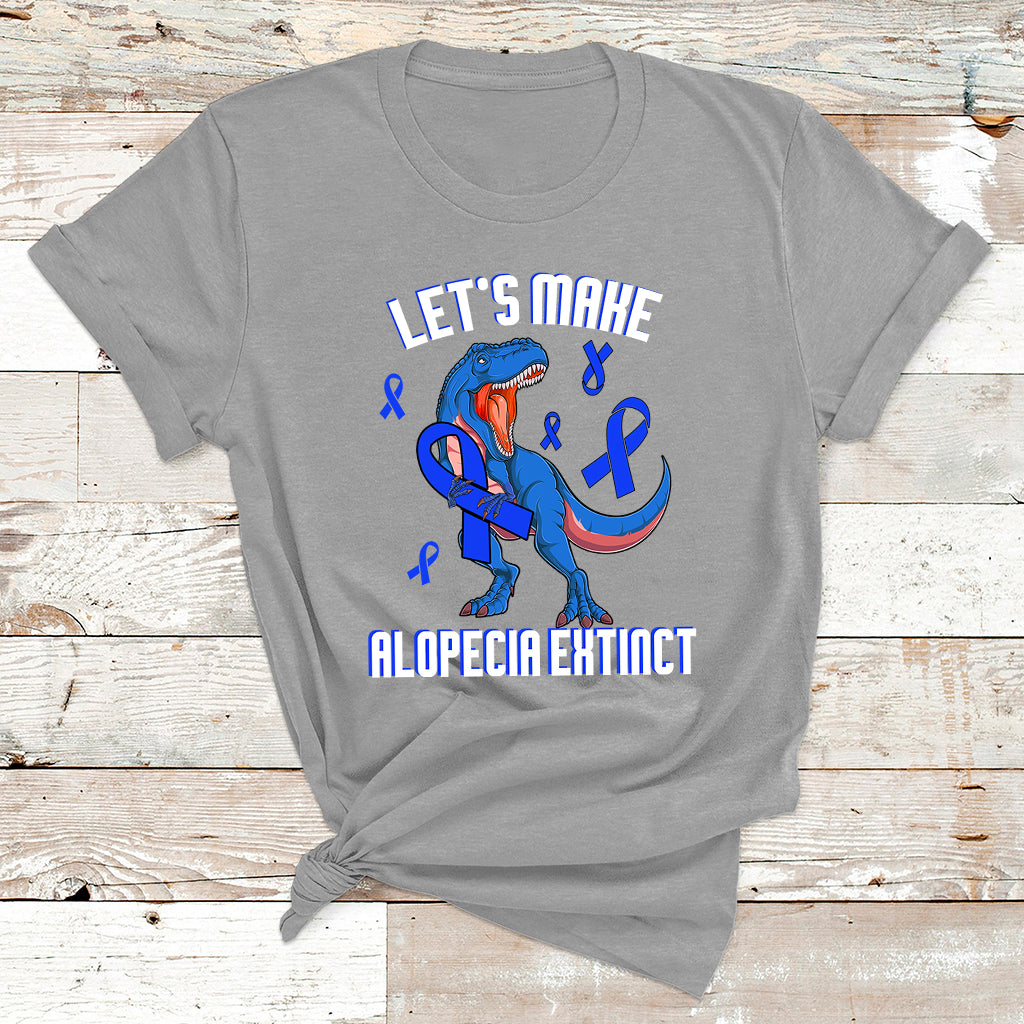 Alopecia Awareness Let's Make Alopecia Extinct Blue Ribbon T Shirt - Wonder Print Shop