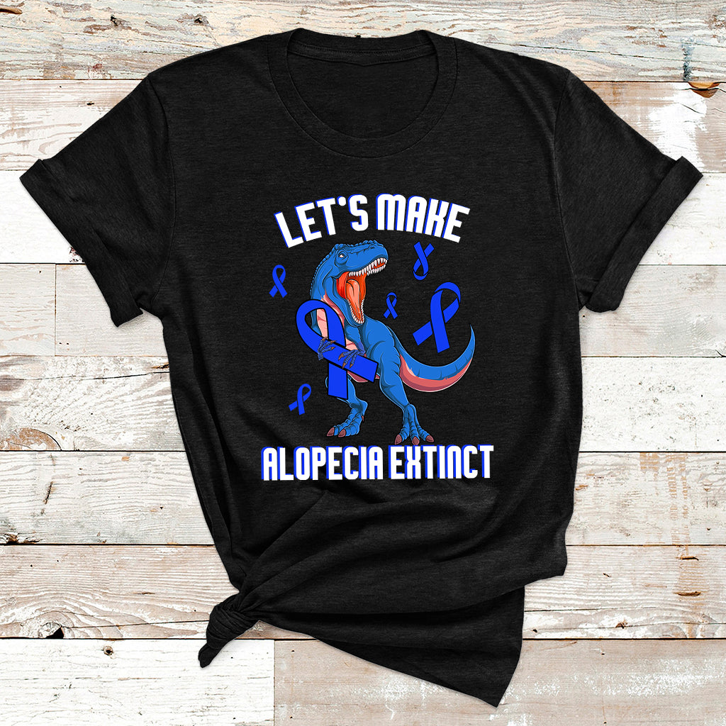 Alopecia Awareness Let's Make Alopecia Extinct Blue Ribbon T Shirt - Wonder Print Shop