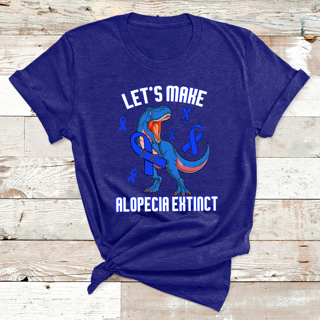Alopecia Awareness Let's Make Alopecia Extinct Blue Ribbon T Shirt - Wonder Print Shop
