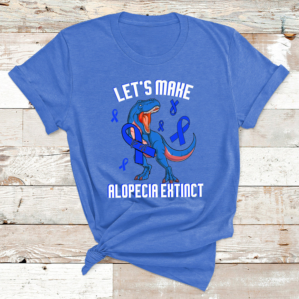 Alopecia Awareness Let's Make Alopecia Extinct Blue Ribbon T Shirt - Wonder Print Shop