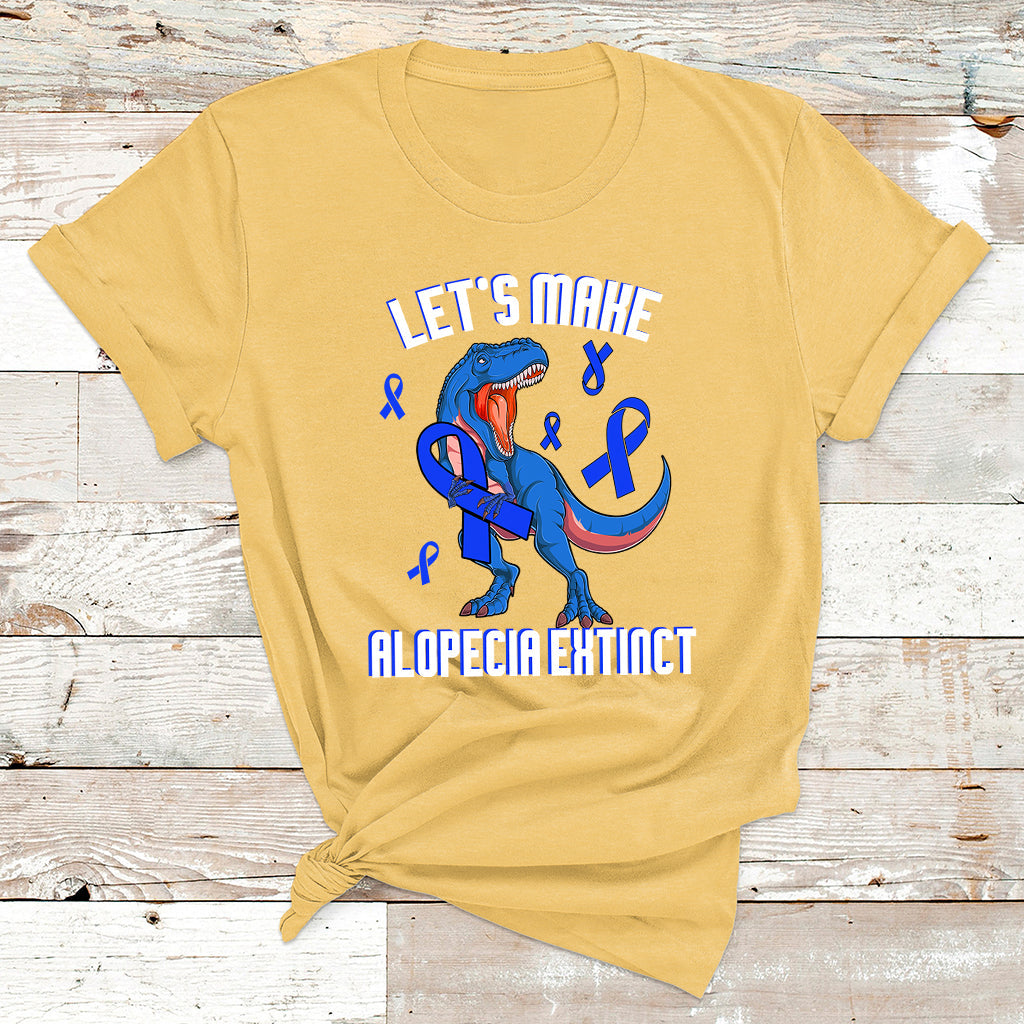 Alopecia Awareness Let's Make Alopecia Extinct Blue Ribbon T Shirt - Wonder Print Shop