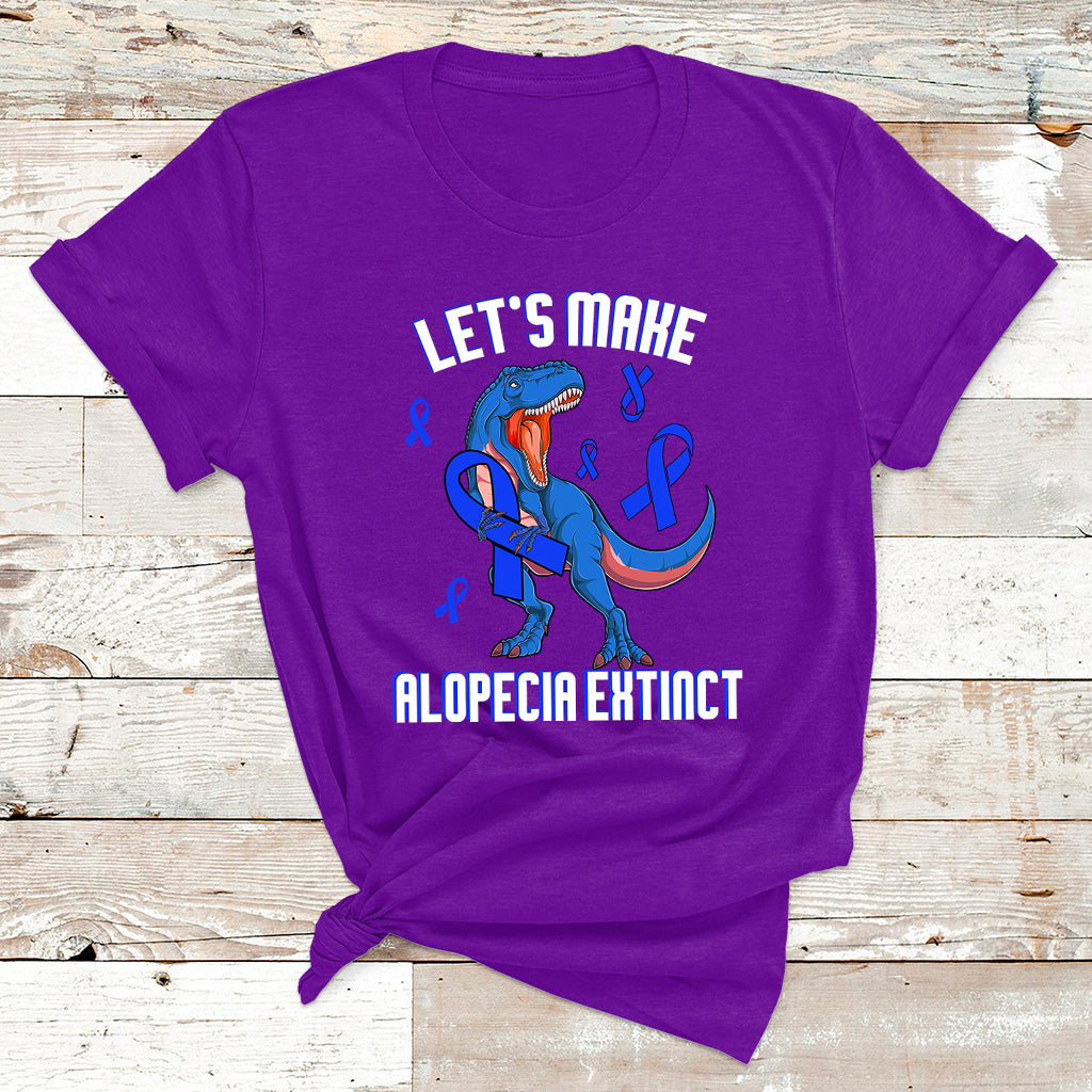 Alopecia Awareness Let's Make Alopecia Extinct Blue Ribbon T Shirt - Wonder Print Shop