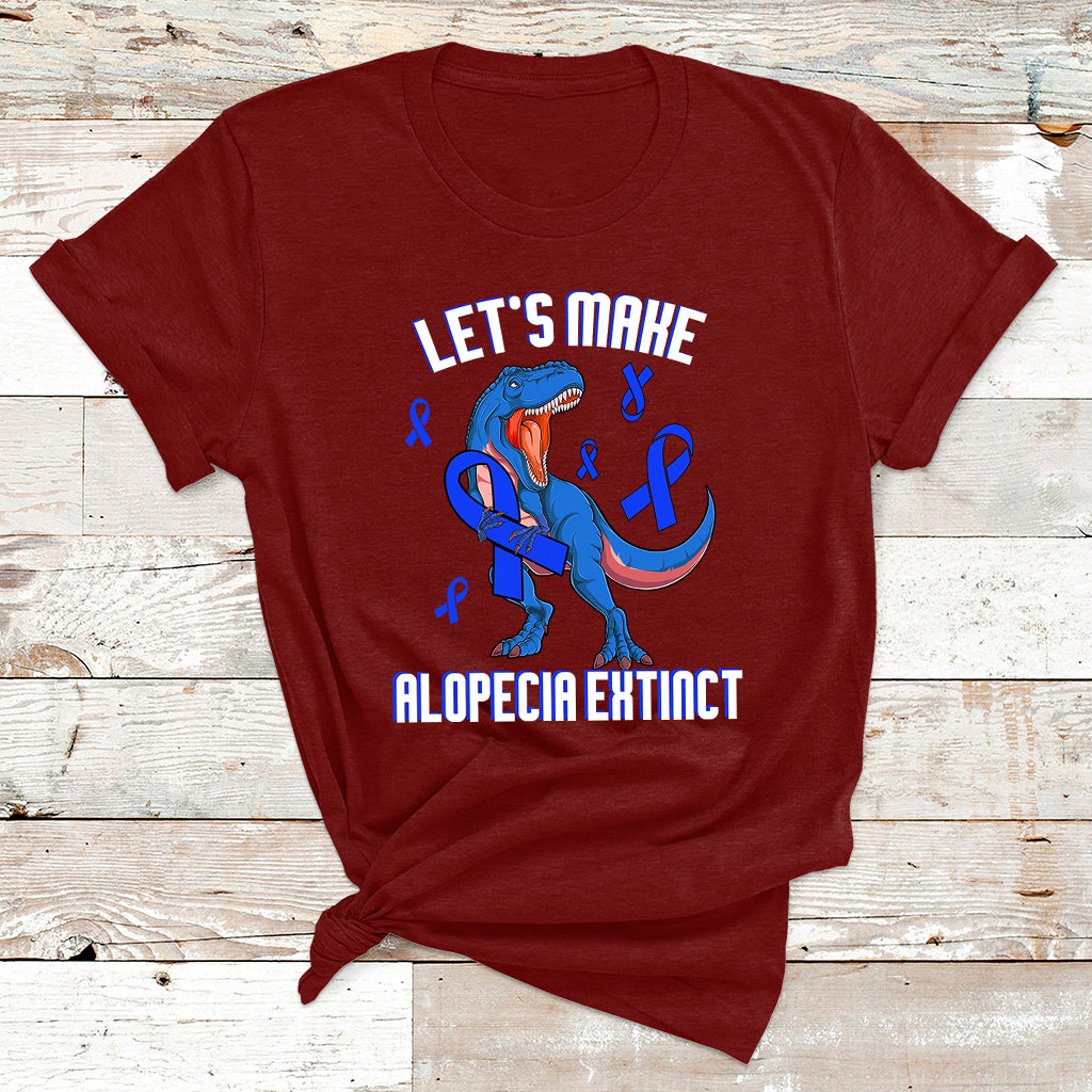 Alopecia Awareness Let's Make Alopecia Extinct Blue Ribbon T Shirt - Wonder Print Shop