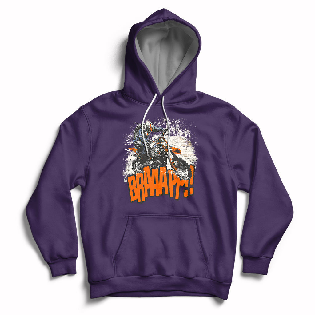 Braaap Motorcycle Rider Enthusiast Biker Dirt Biker Motorcross Hoodie - Wonder Print Shop