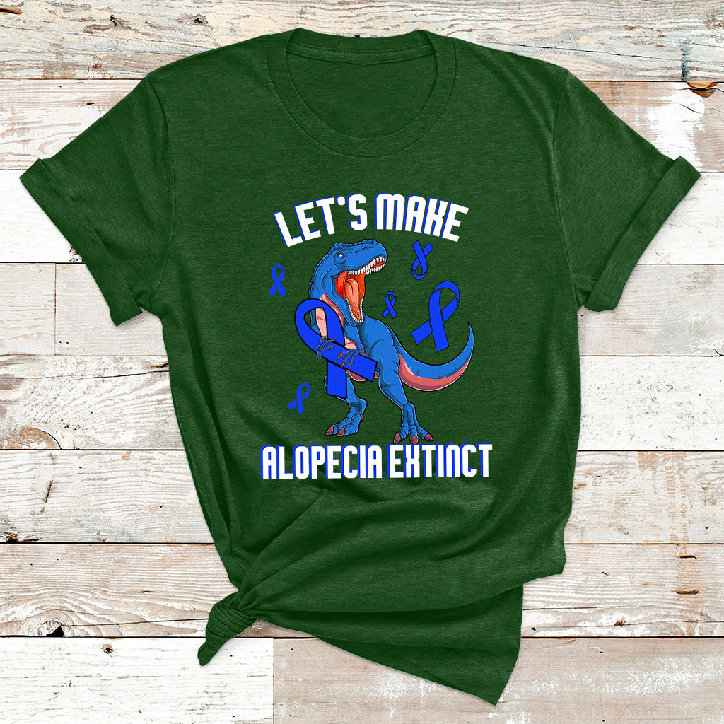 Alopecia Awareness Let's Make Alopecia Extinct Blue Ribbon T Shirt - Wonder Print Shop