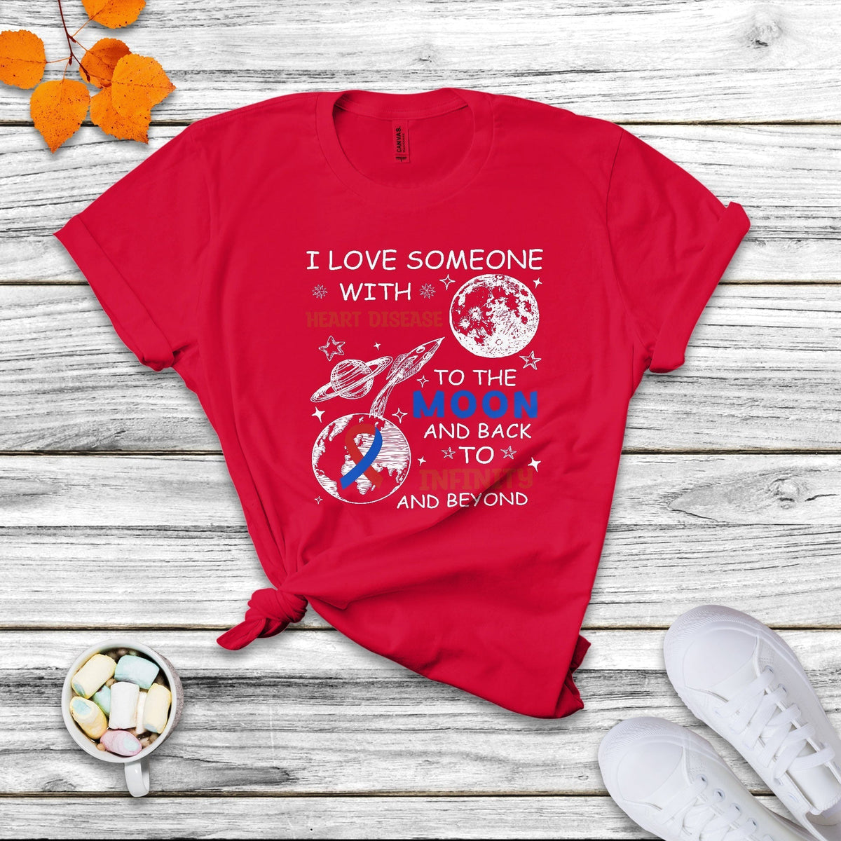 I Love Someone With Heart Disease To The Moon And Back CHD T Shirt - Wonder Print Shop