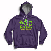 Purple hoodie with front pocket, drawstring hood, and green St. Patrick’s graphic on chest