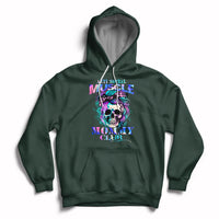 Anti Social Muscle Mommy Club Groovy Pump Cover Funny Messy Bun Skull Hoodie - Wonder Print Shop