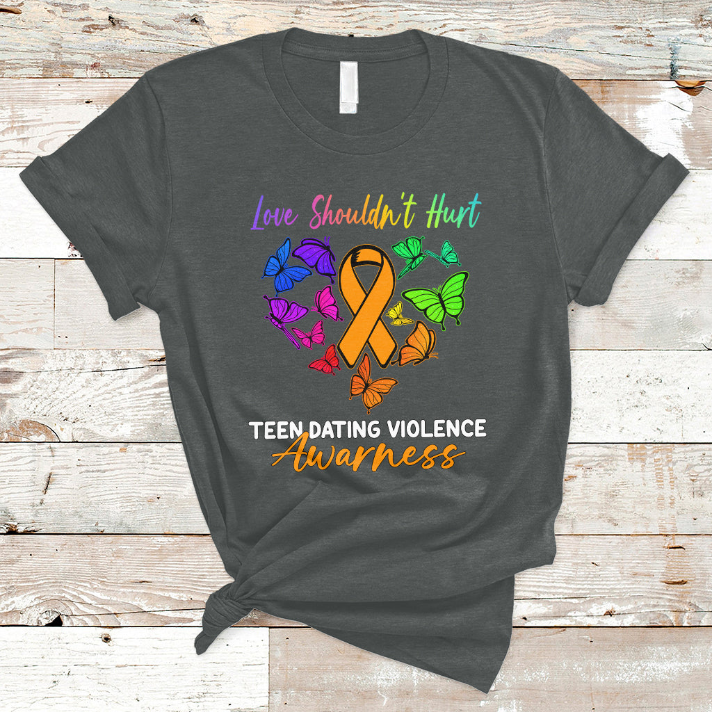 Love Shouldnot Hurt Teen Dating Violence Warrior Butterflies T-Shirt - Wonder Print Shop