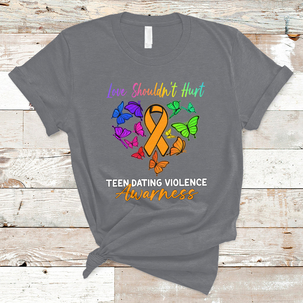 Love Shouldnot Hurt Teen Dating Violence Warrior Butterflies T-Shirt - Wonder Print Shop