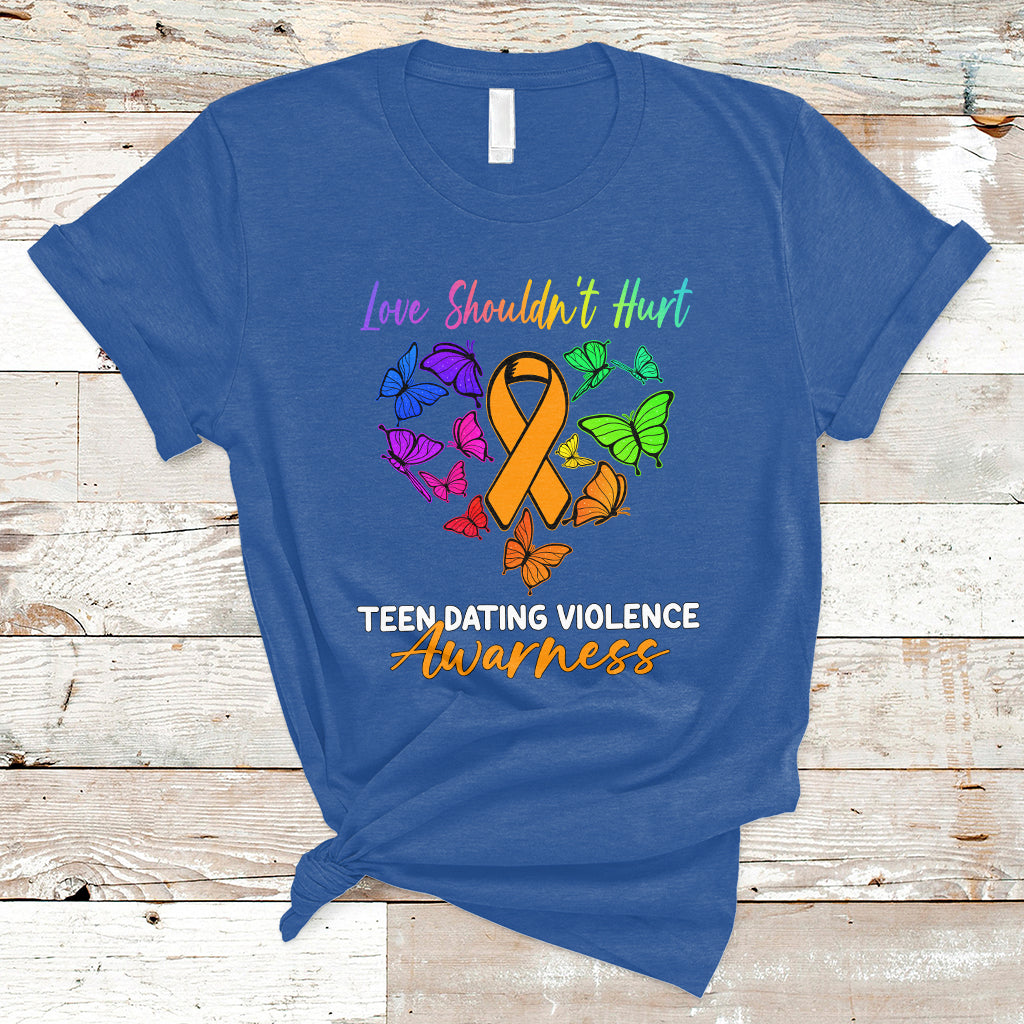 Love Shouldnot Hurt Teen Dating Violence Warrior Butterflies T-Shirt - Wonder Print Shop