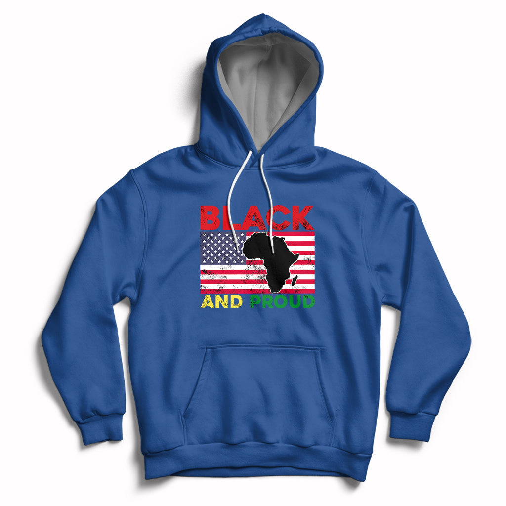 Black And Proud African American Pride Us Flag Africa Map Hoodie - Wonder Print Shop