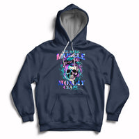 Anti Social Muscle Mommy Club Groovy Pump Cover Funny Messy Bun Skull Hoodie - Wonder Print Shop