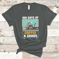 100 Days Of Coffee And Chaos 100th Day Teacher Skeleton T Shirt - Wonder Print Shop