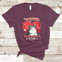 Happy Meowentine's Day My Cat Is My Valentine Cute Cat Heart T-Shirt - Wonder Print Shop