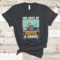 100 Days Of Coffee And Chaos 100th Day Teacher Skeleton T Shirt - Wonder Print Shop